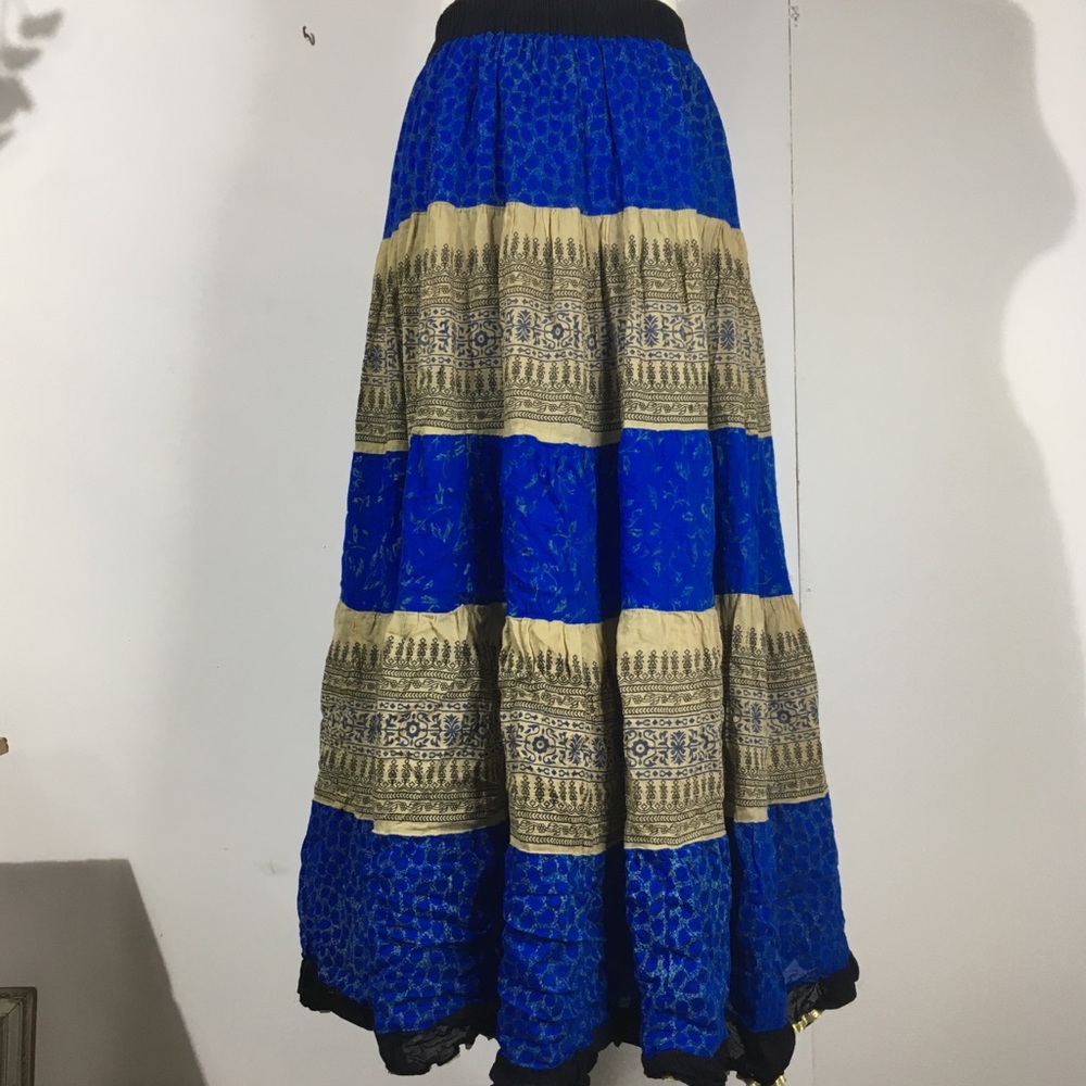 Handmade blue and gold layered skirt